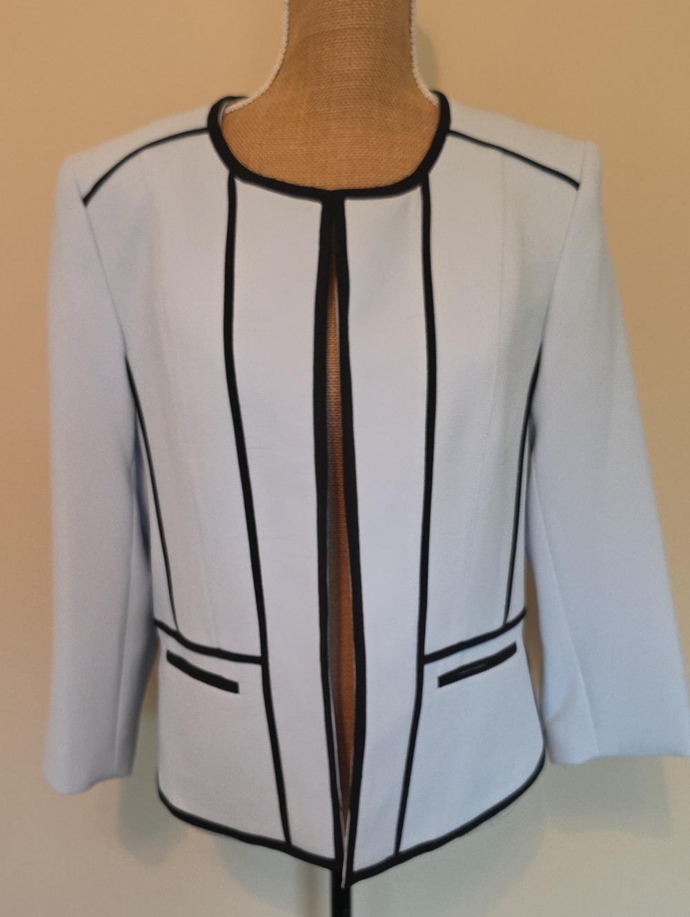 Kasper Light Blue Jacket with Black Piping
